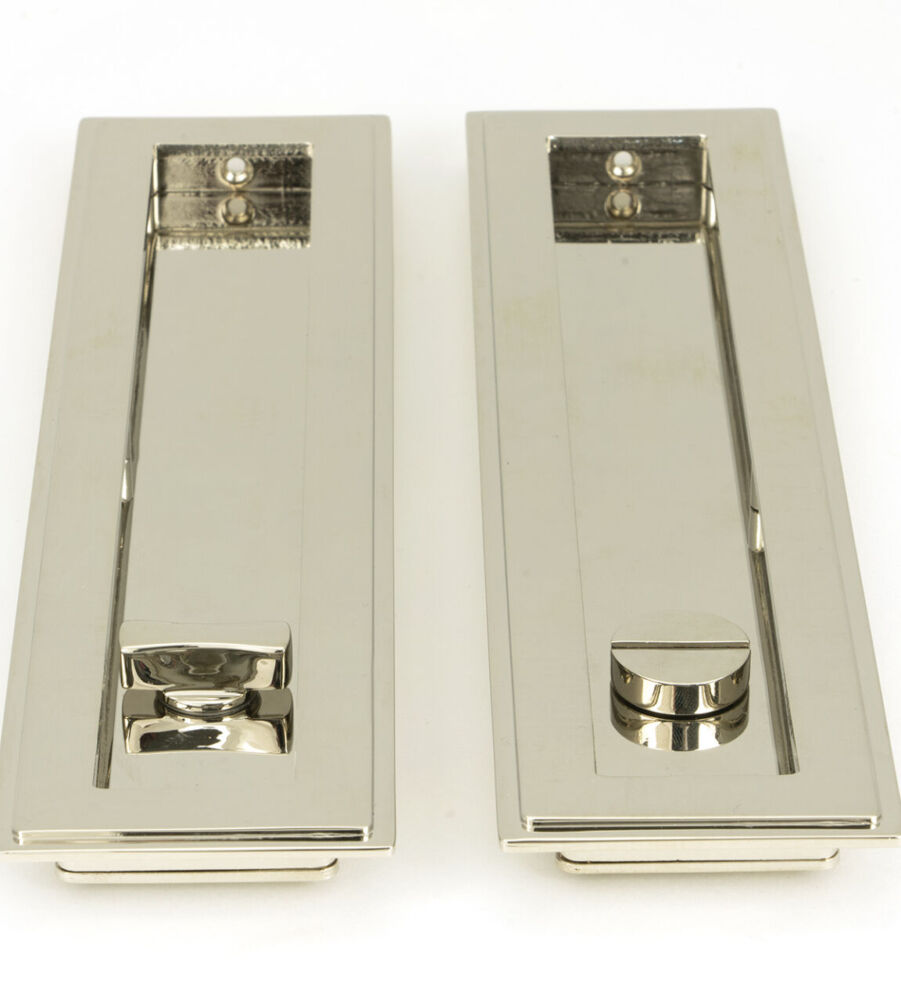 From The Anvil Polished Nickel 250mm Art Deco Rectangular Pull -Privacy Set - Image 3