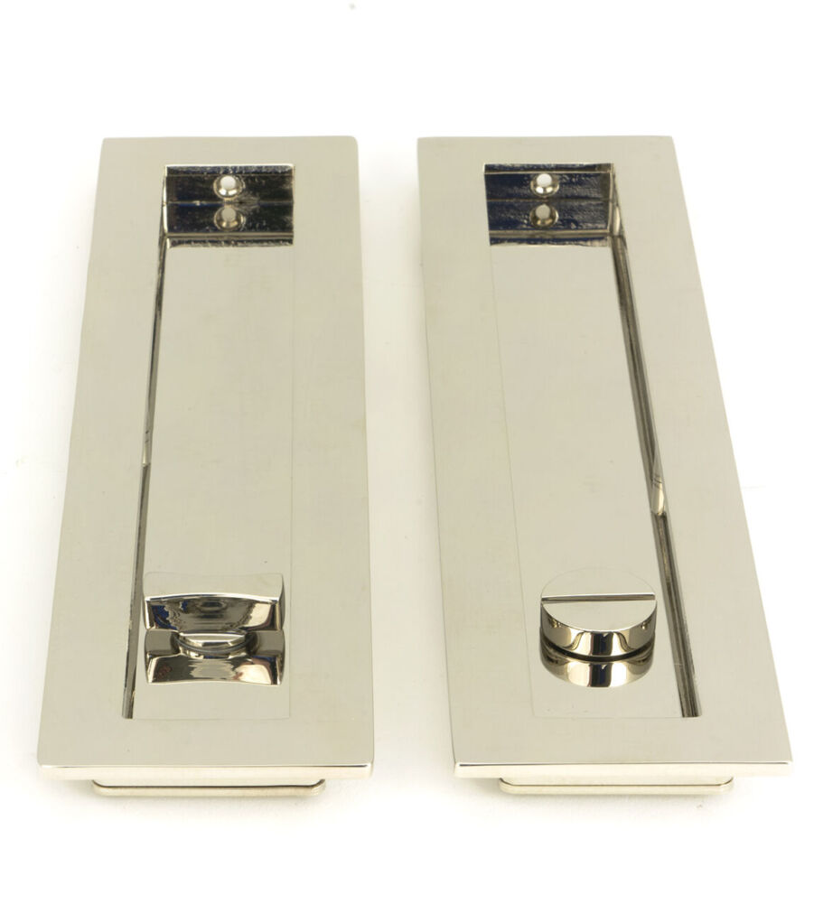 From The Anvil Polished Nickel 250mm Plain Rectangular Pull - Privacy Set - Image 3