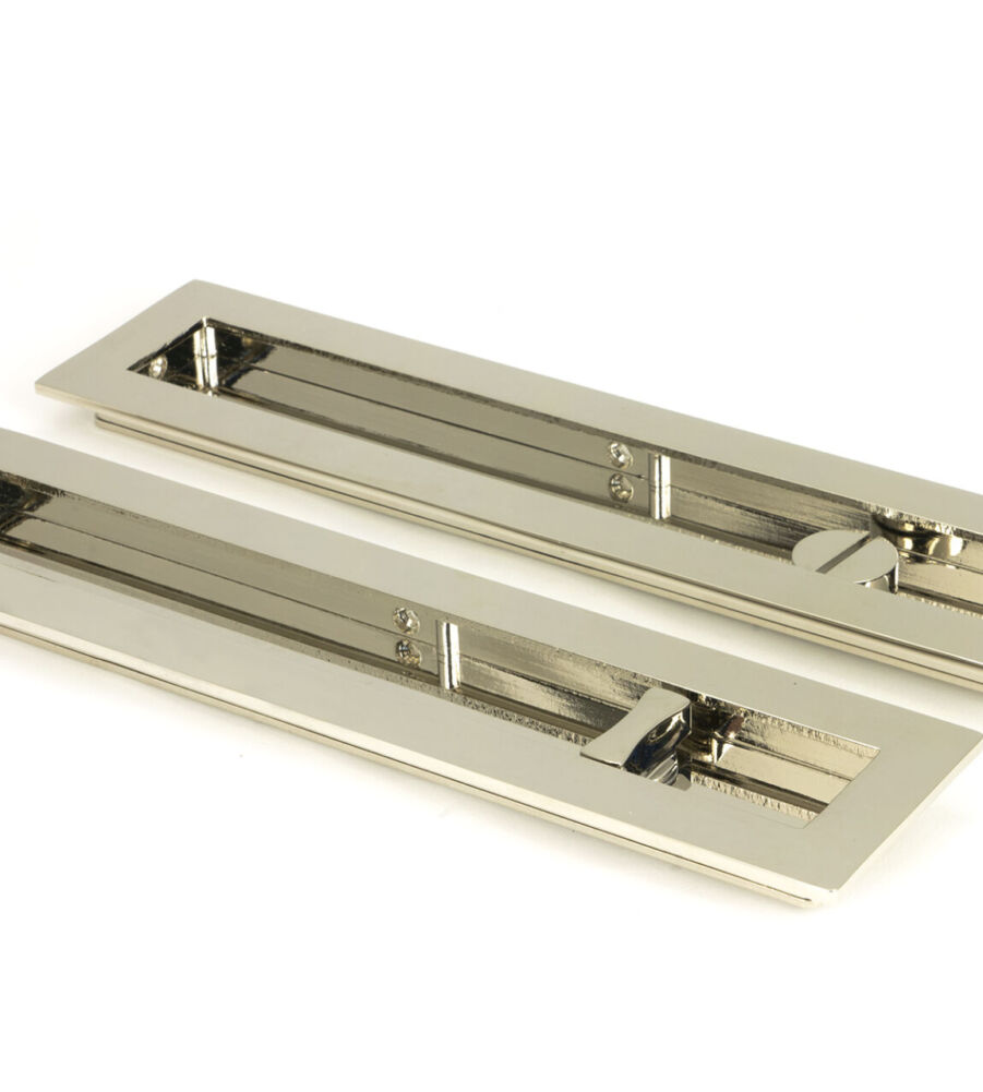 From The Anvil Polished Nickel 250mm Plain Rectangular Pull - Privacy Set