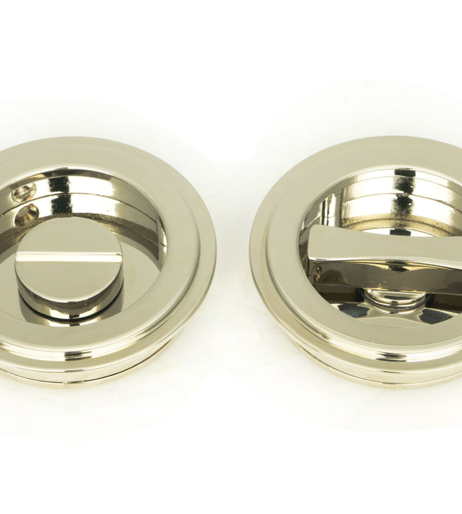 From The Anvil Polished Nickel 60mm Art Deco Round Pull - Privacy Set