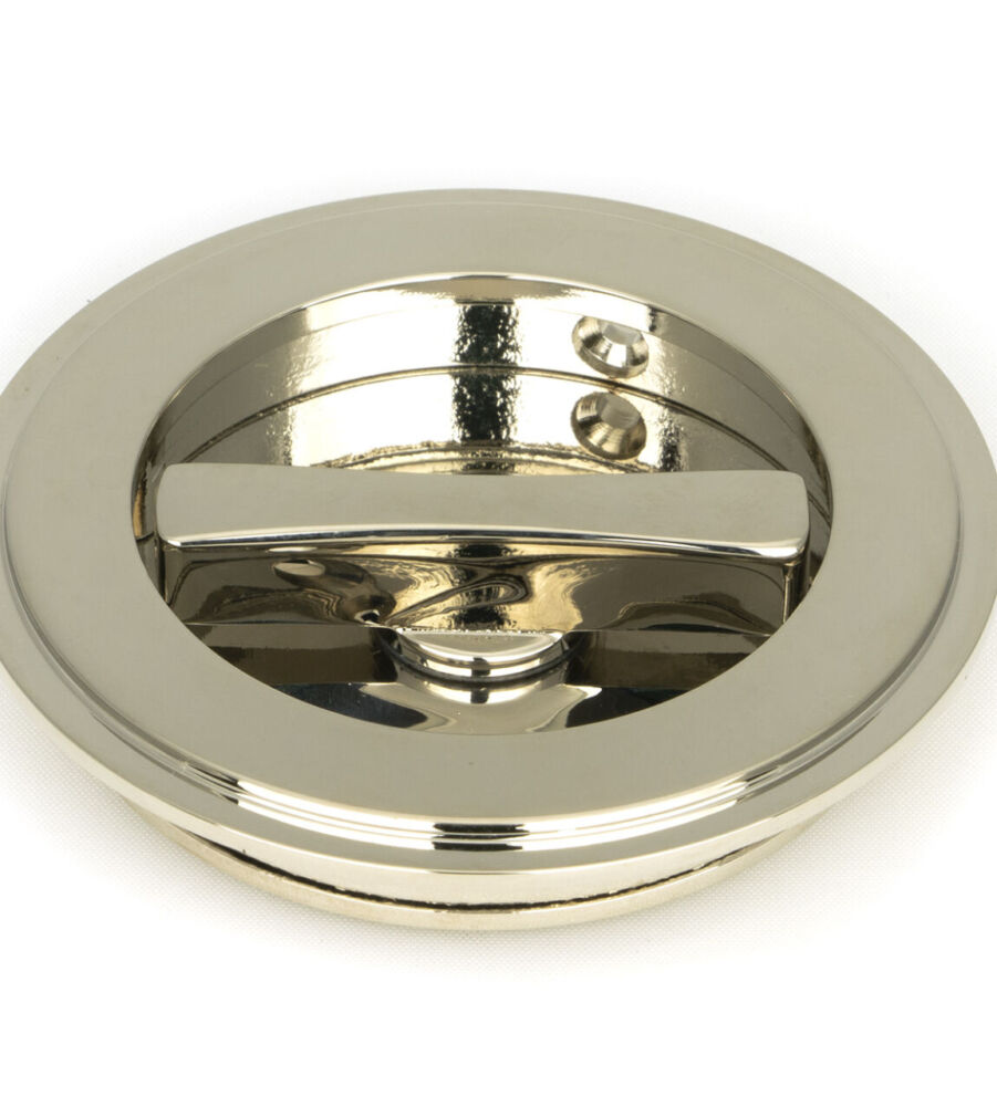 From The Anvil Polished Nickel 75mm Art Deco Round Pull - Privacy Set - Image 3