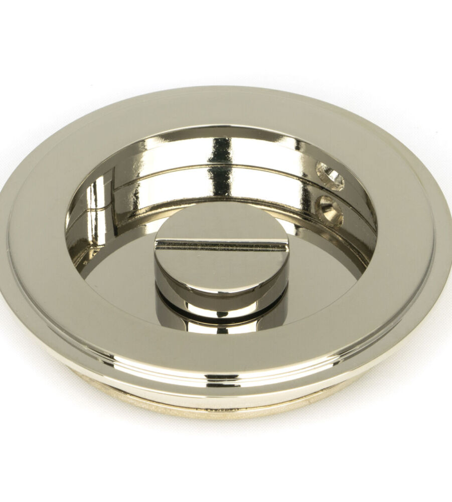 From The Anvil Polished Nickel 75mm Art Deco Round Pull - Privacy Set - Image 4