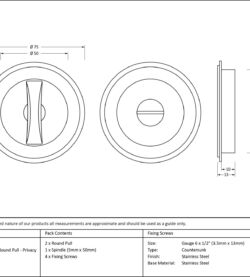 From The Anvil Polished Nickel 75mm Art Deco Round Pull - Privacy Set - Image 2