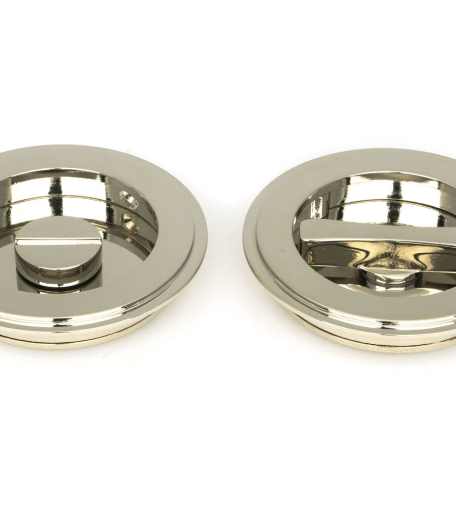 From The Anvil Polished Nickel 75mm Art Deco Round Pull - Privacy Set