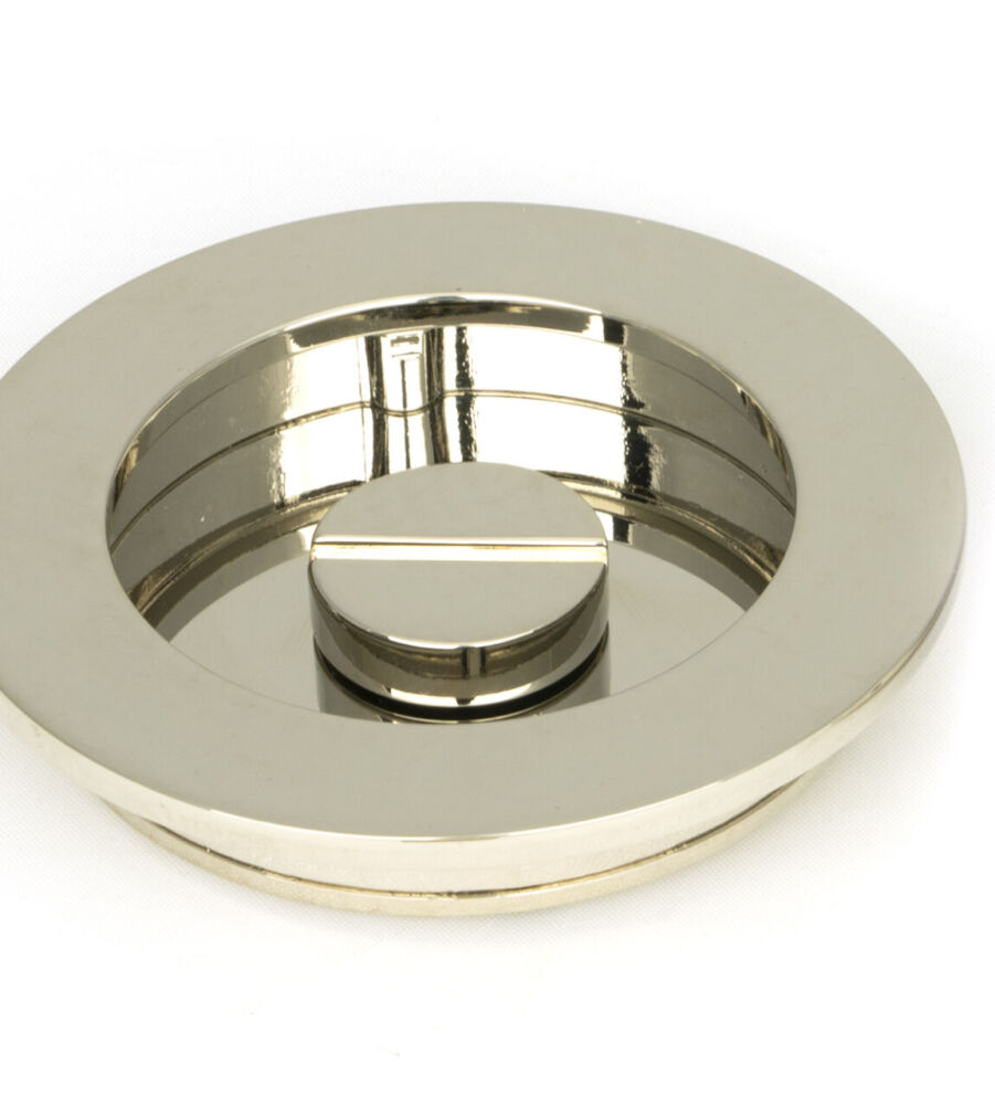 From The Anvil Polished Nickel 75mm Plain Round Pull - Privacy Set - Image 4