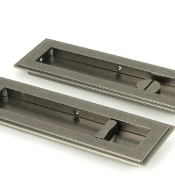 From The Anvil Pewter 175mm Art Deco Rectangular Pull – Privacy Set