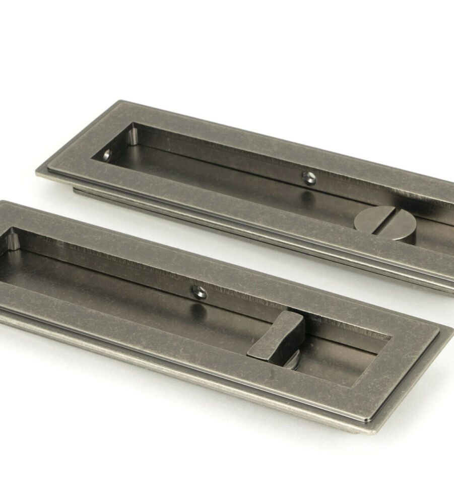 From The Anvil Pewter 175mm Art Deco Rectangular Pull - Privacy Set