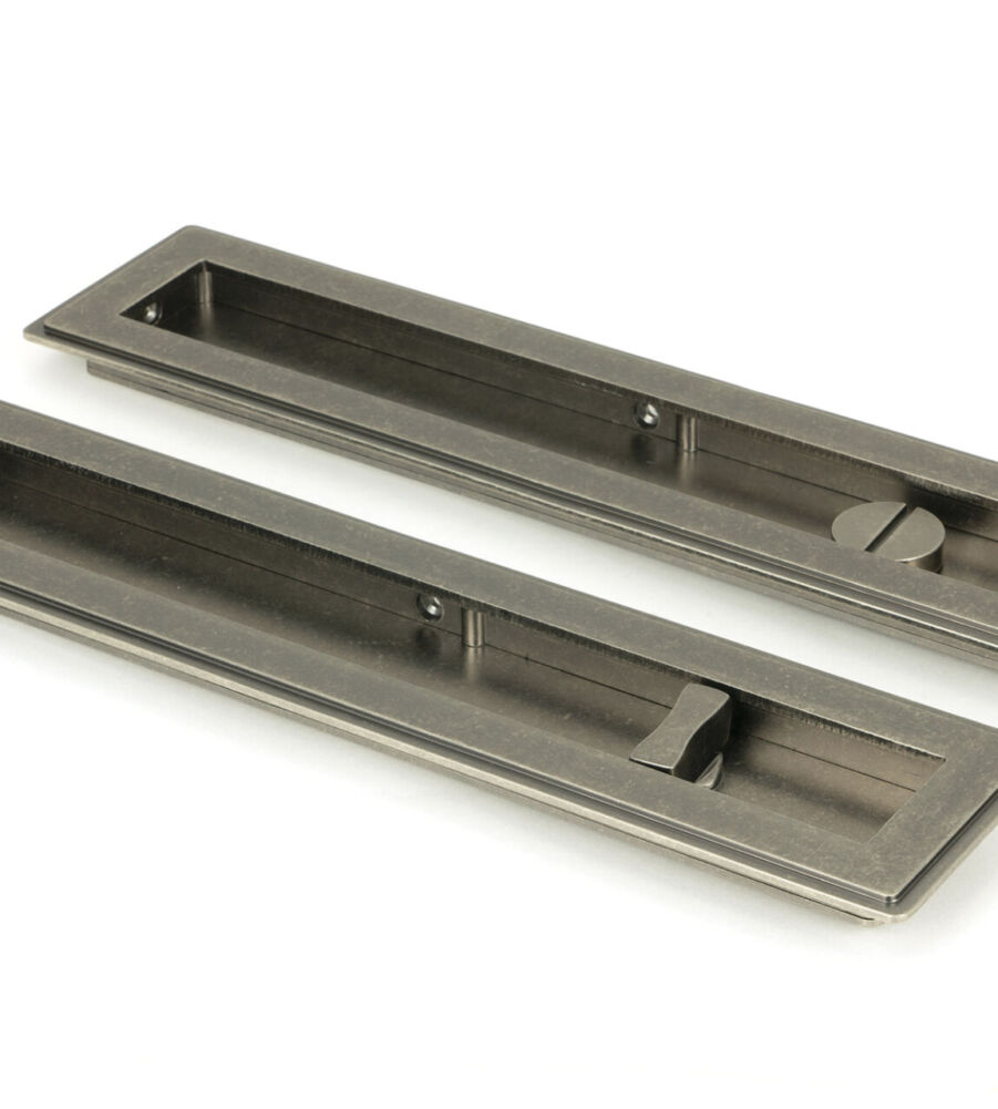 From The Anvil Pewter 250mm Art Deco Rectangular Pull - Privacy Set