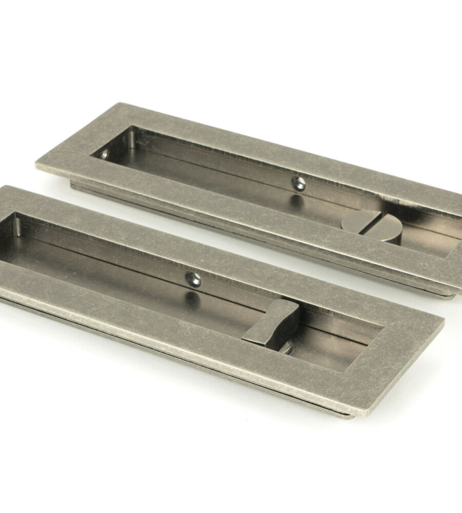 From The Anvil Pewter 175mm Plain Rectangular Pull - Privacy Set