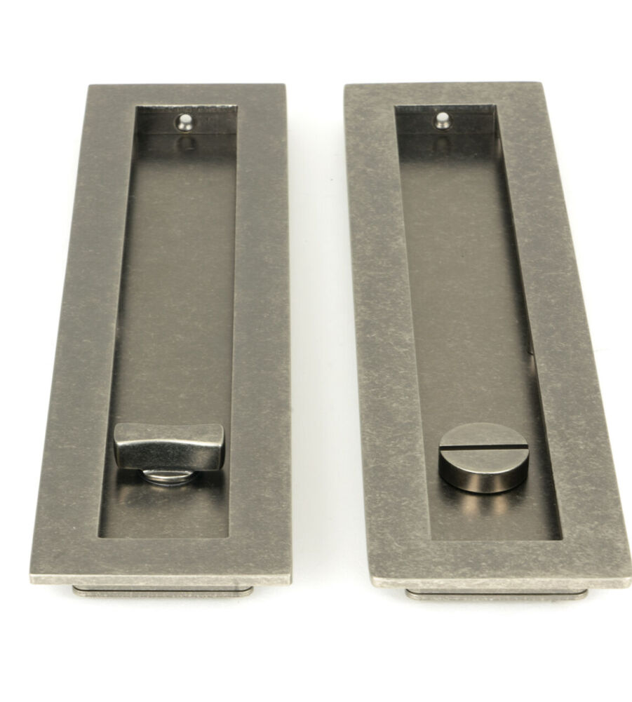 From The Anvil Pewter 250mm Plain Rectangular Pull - Privacy Set - Image 3