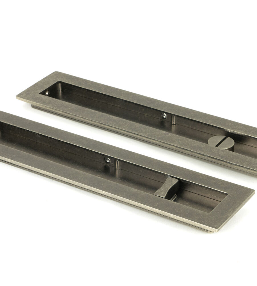 From The Anvil Pewter 250mm Plain Rectangular Pull - Privacy Set