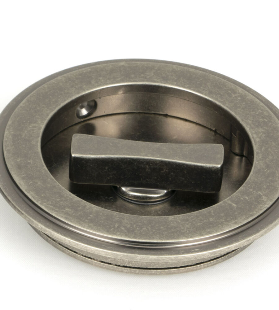 From The Anvil Pewter 75mm Art Deco Round Pull - Privacy Set - Image 3