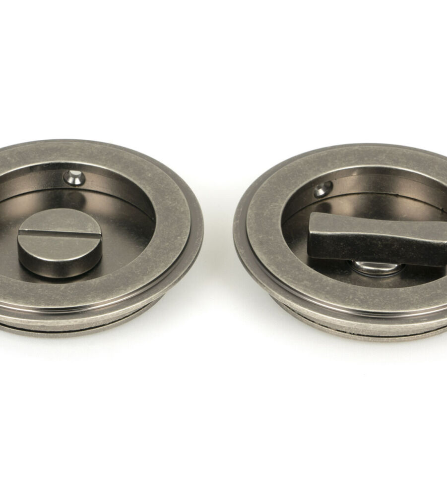 From The Anvil Pewter 75mm Art Deco Round Pull - Privacy Set