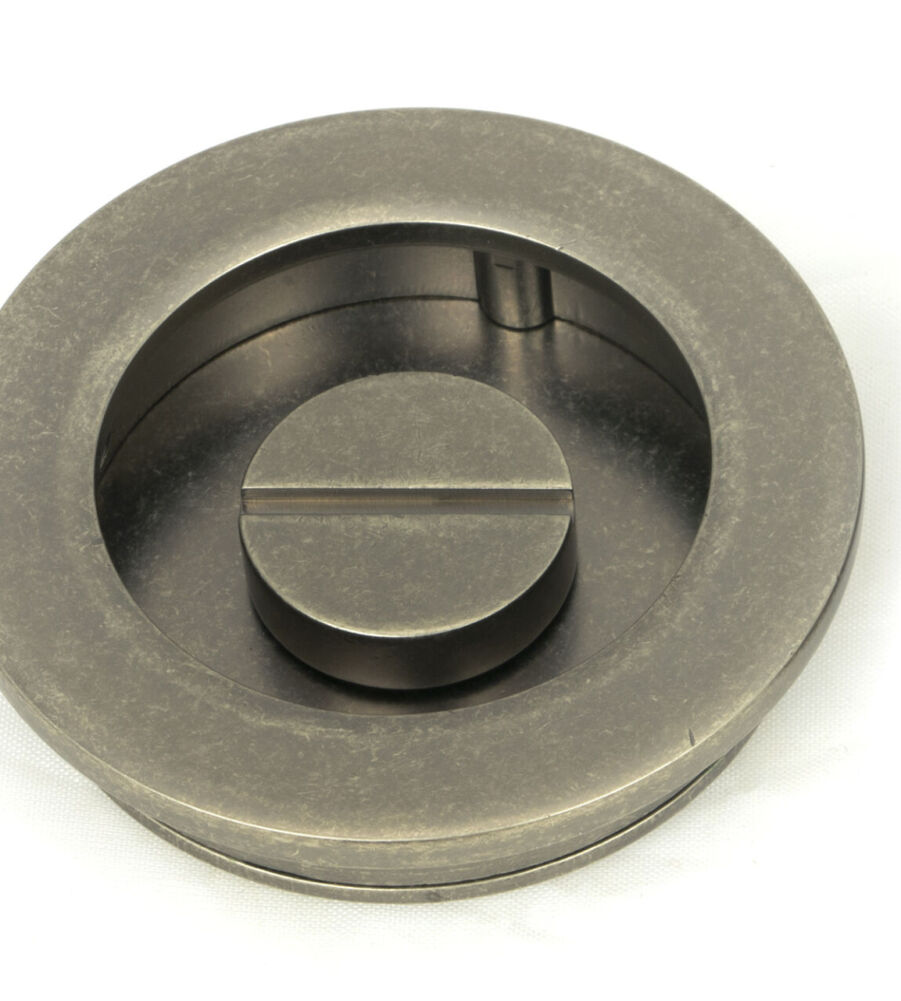 From The Anvil Pewter 60mm Plain Round Pull - Privacy Set - Image 4