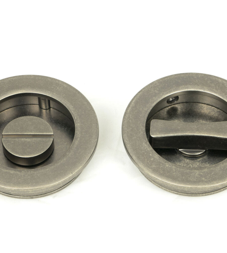 From The Anvil Pewter 60mm Plain Round Pull - Privacy Set