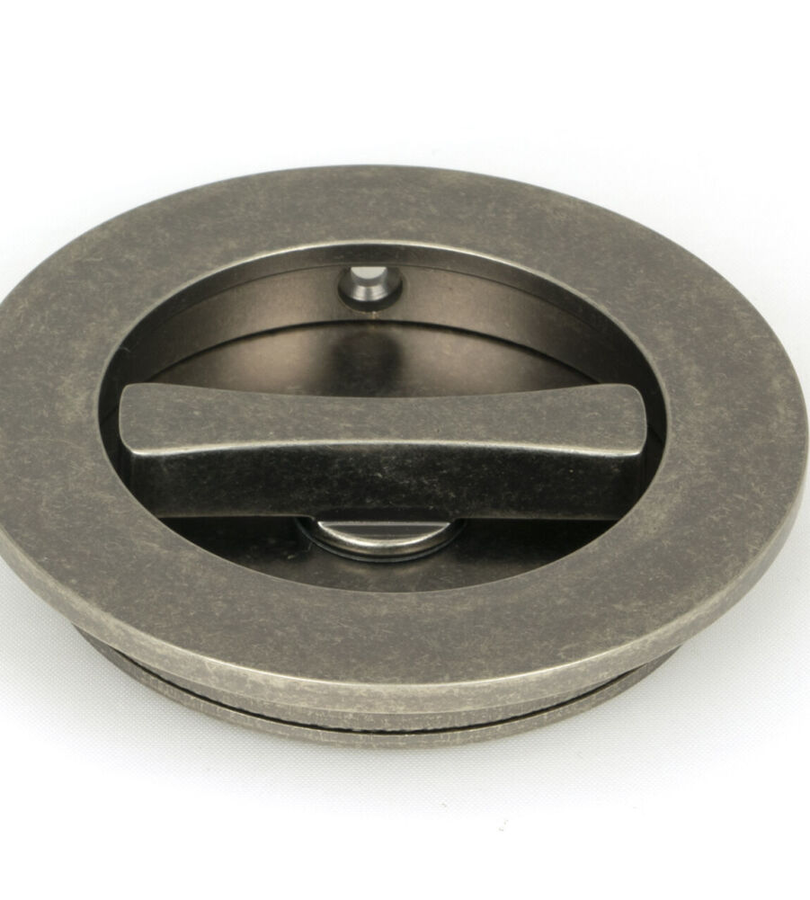 From The Anvil Pewter 75mm Plain Round Pull - Privacy Set - Image 3