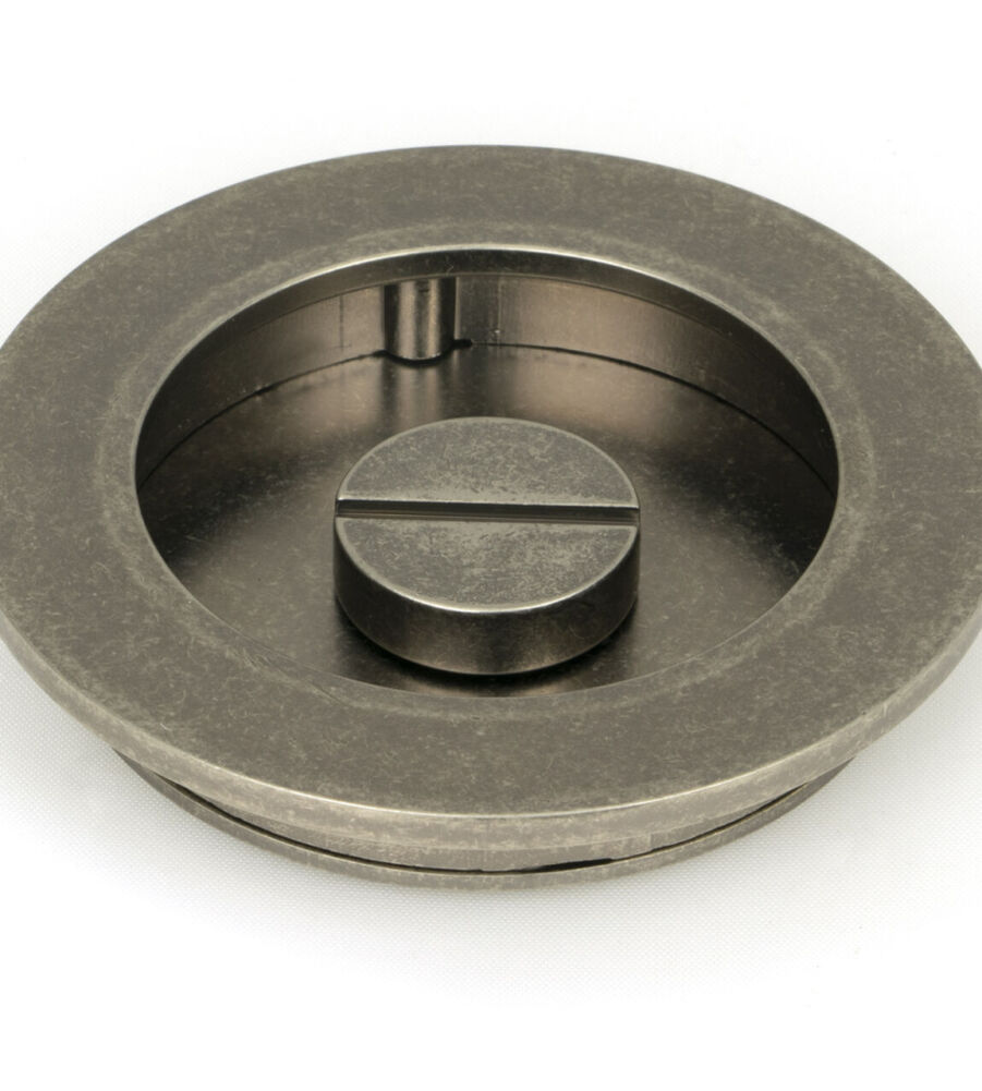 From The Anvil Pewter 75mm Plain Round Pull - Privacy Set - Image 4