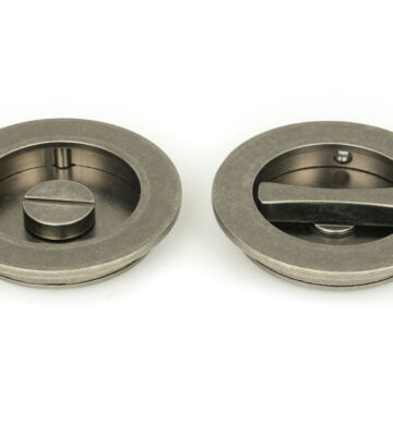 From The Anvil Pewter 75mm Plain Round Pull – Privacy Set