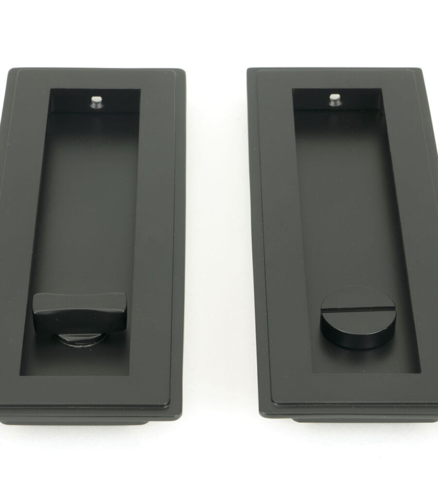 From The Anvil Matt Black 175mm Art Deco Rectangular Pull - Privacy Set - Image 3