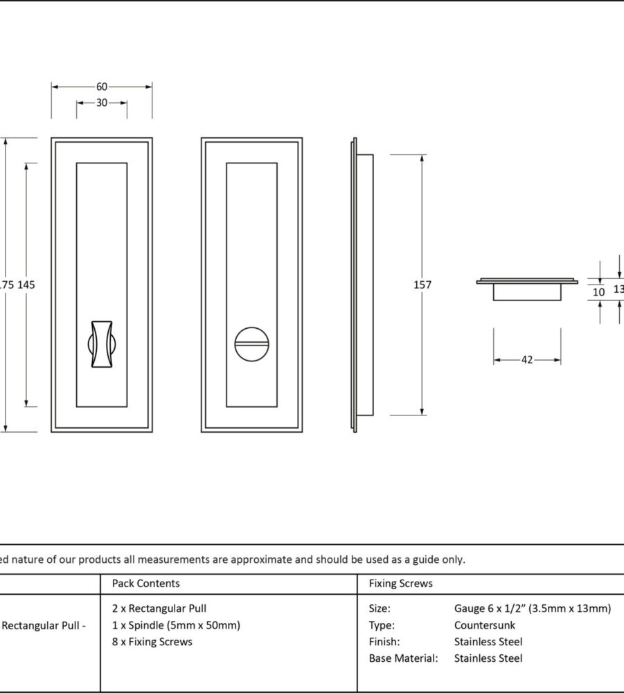 From The Anvil Matt Black 175mm Art Deco Rectangular Pull - Privacy Set - Image 2