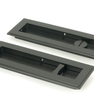 From The Anvil Matt Black 175mm Art Deco Rectangular Pull – Privacy Set