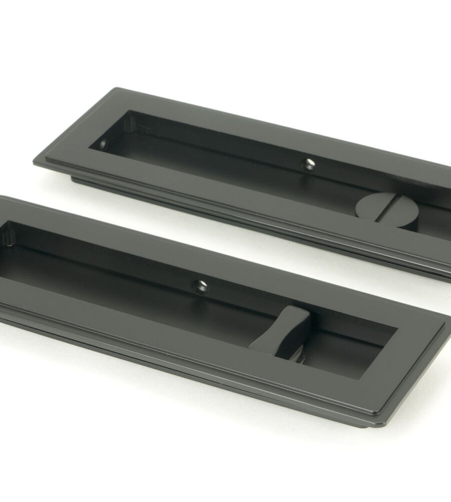 From The Anvil Matt Black 175mm Art Deco Rectangular Pull - Privacy Set