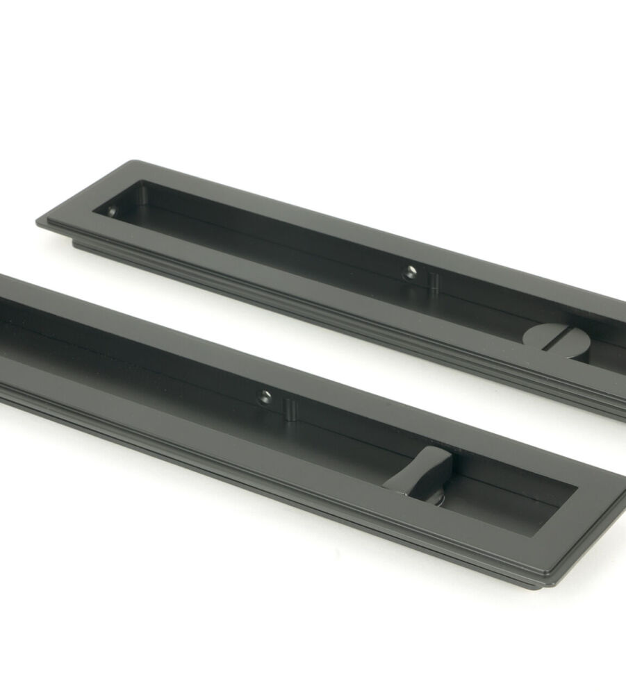 From The Anvil Matt Black 250mm Art Deco Rectangular Pull - Privacy Set