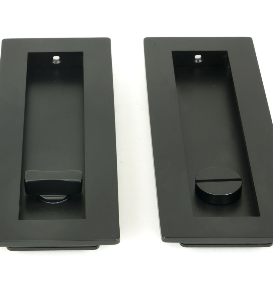 From The Anvil Matt Black 175mm Plain Rectangular Pull - Privacy Set - Image 3