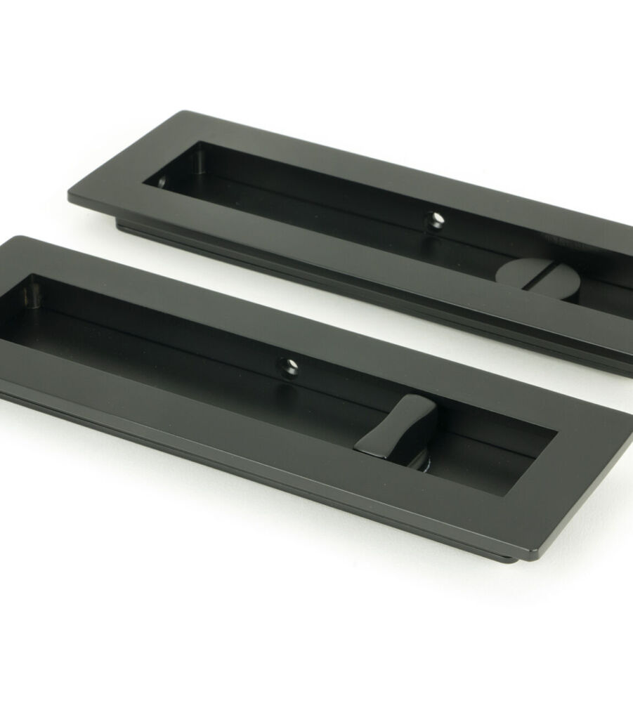 From The Anvil Matt Black 175mm Plain Rectangular Pull - Privacy Set
