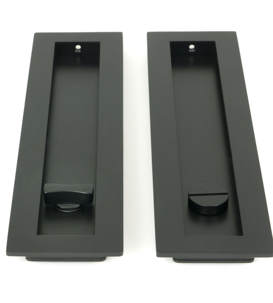 From The Anvil Matt Black 250mm Plain Rectangular Pull - Privacy Set - Image 3