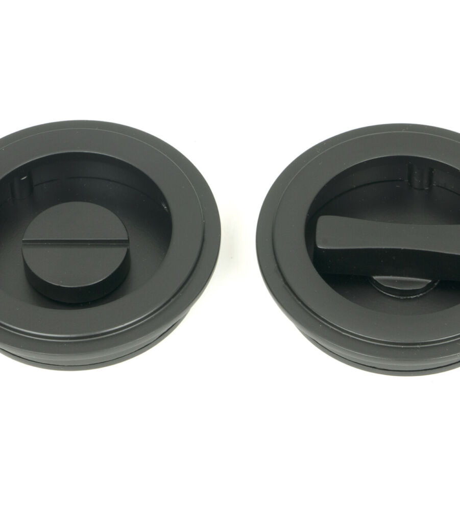 From The Anvil Matt Black 60mm Art Deco Round Pull - Privacy Set