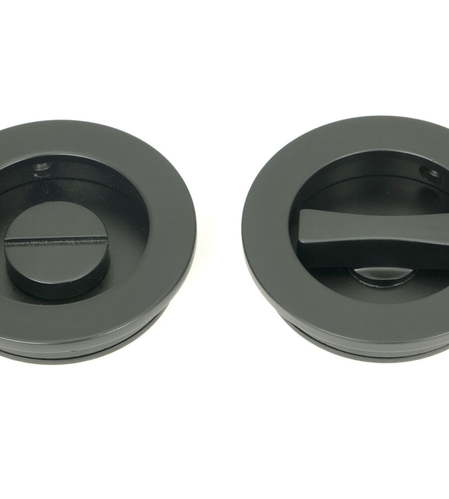 From The Anvil Matt Black 60mm Plain Round Pull - Privacy Set