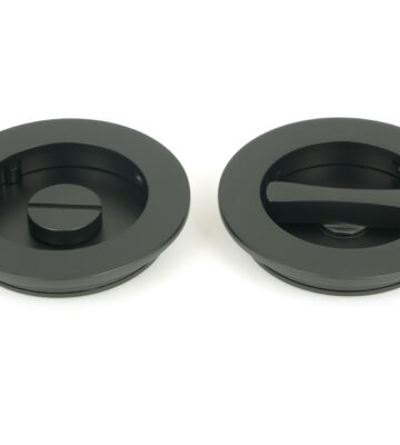 From The Anvil Matt Black 75mm Plain Round Pull – Privacy Set