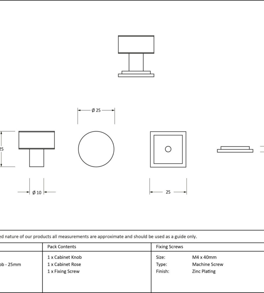 From The Anvil Polished Brass Kelso Cabinet Knob - 25mm (Square) - Image 2