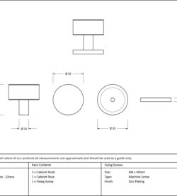 From The Anvil Polished Brass Kelso Cabinet Knob - 32mm (Plain) - Image 2
