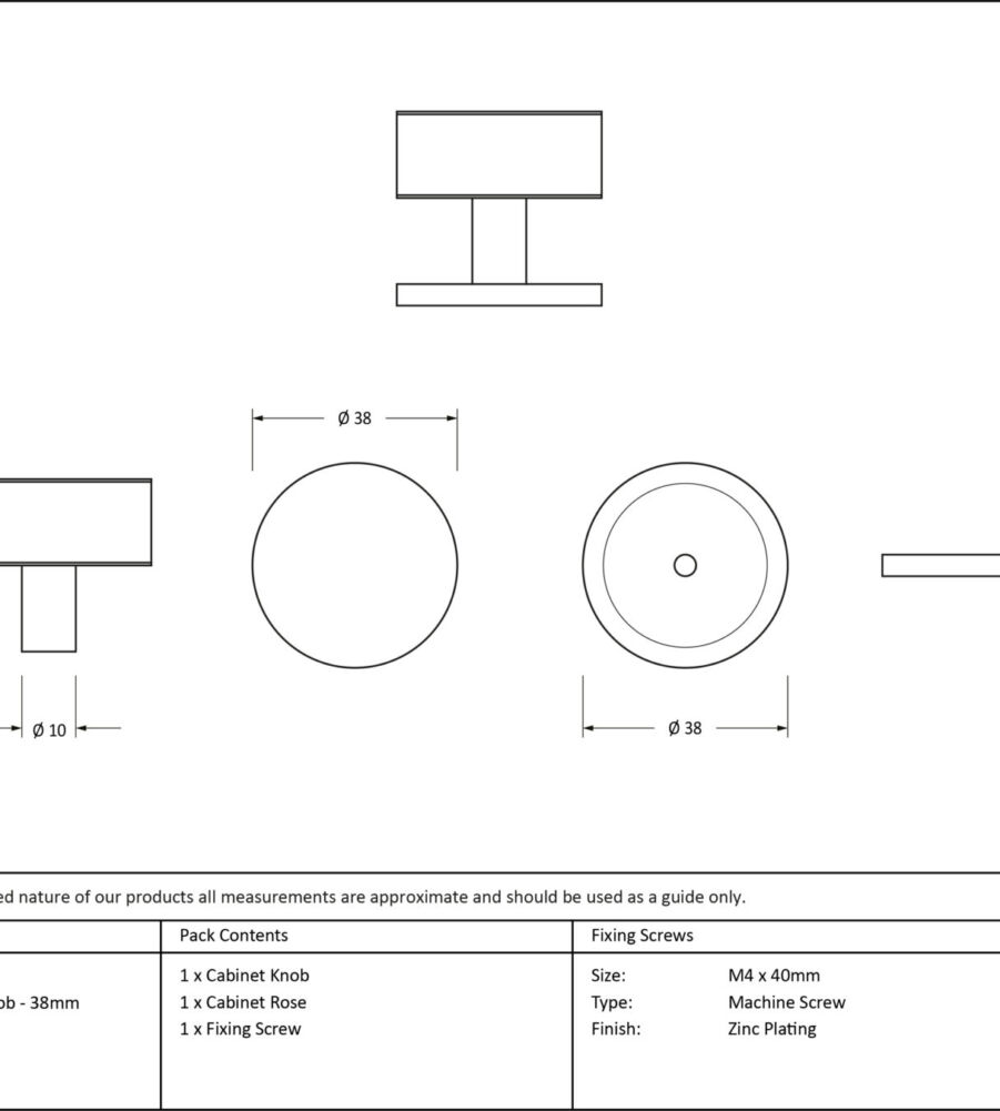 From The Anvil Matt Black Kelso Cabinet Knob - 38mm (Plain) - Image 2