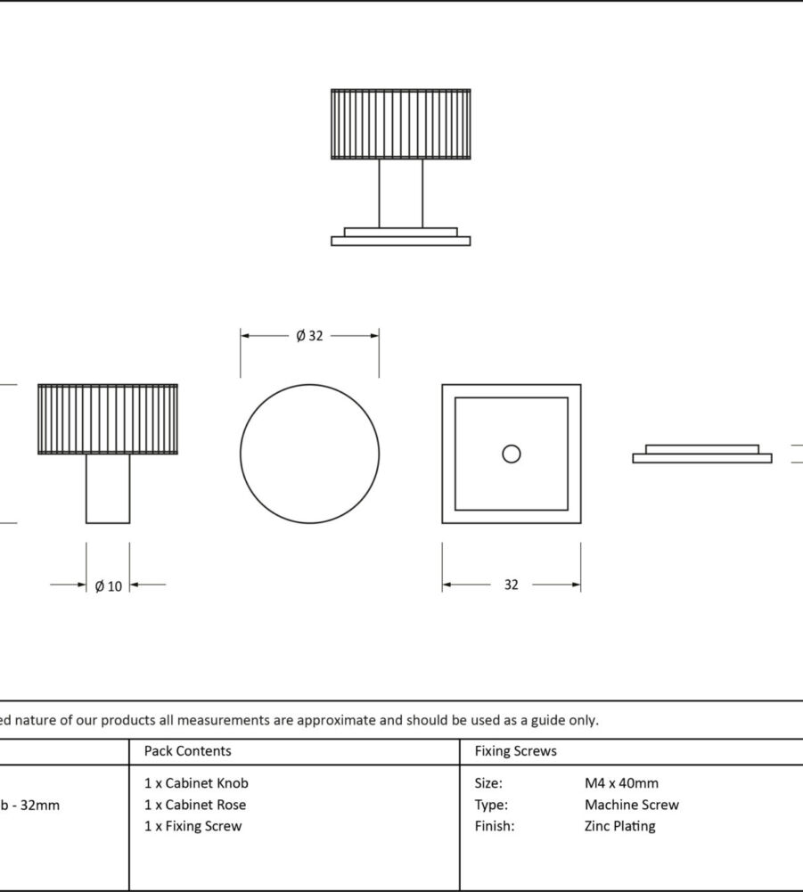 From The Anvil Satin Chrome Judd Cabinet Knob - 32mm (Square) - Image 2