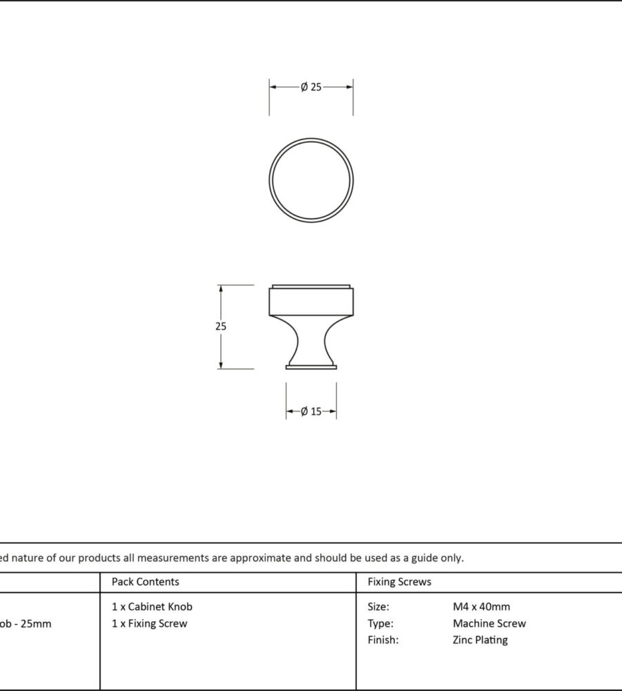 From The Anvil Polished Brass Scully Cabinet Knob - 25mm - Image 2