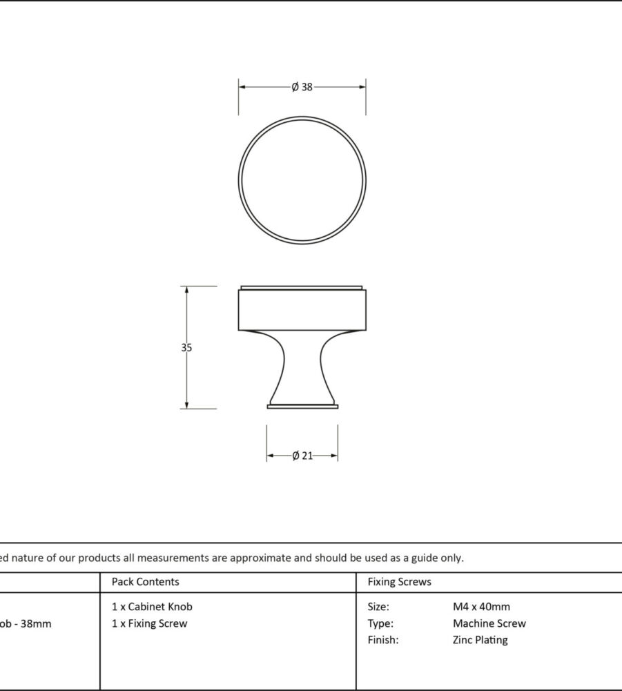 From The Anvil Polished Nickel Scully Cabinet Knob - 38mm - Image 2