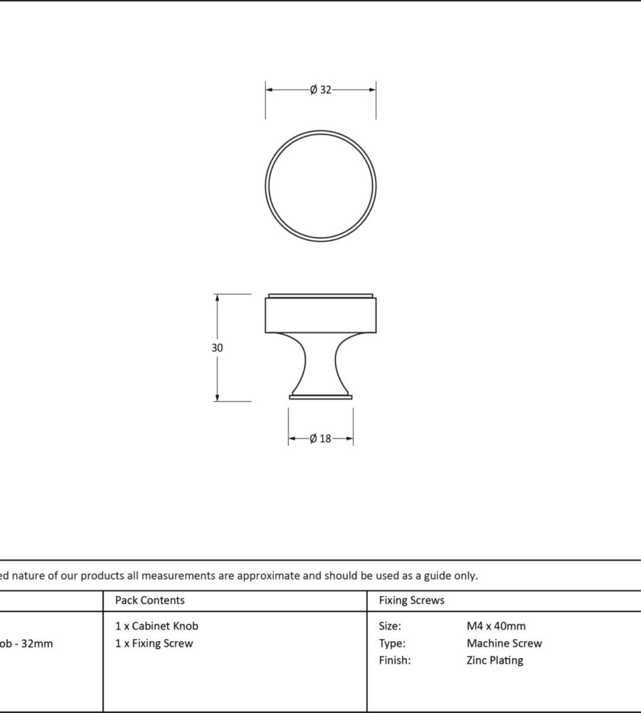 From The Anvil Satin Chrome Scully Cabinet Knob - 32mm - Image 2