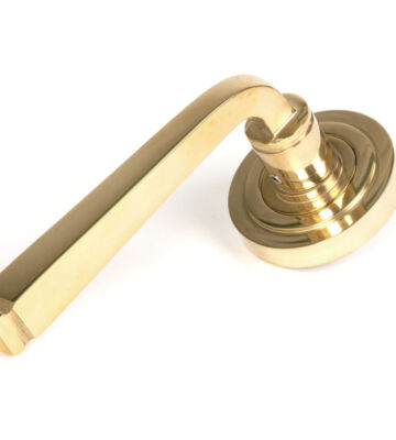 From The Anvil Polished Brass Avon Round Lever On Rose Set (Art Deco)