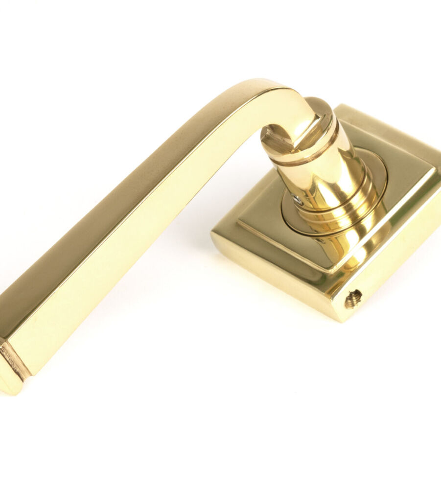 From The Anvil Polished Brass Avon Round Lever on Rose Set (Square) - Unsprung