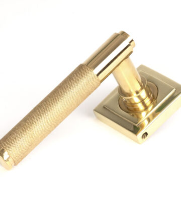 From The Anvil Polished Brass Brompton Lever On Rose Set (Square)
