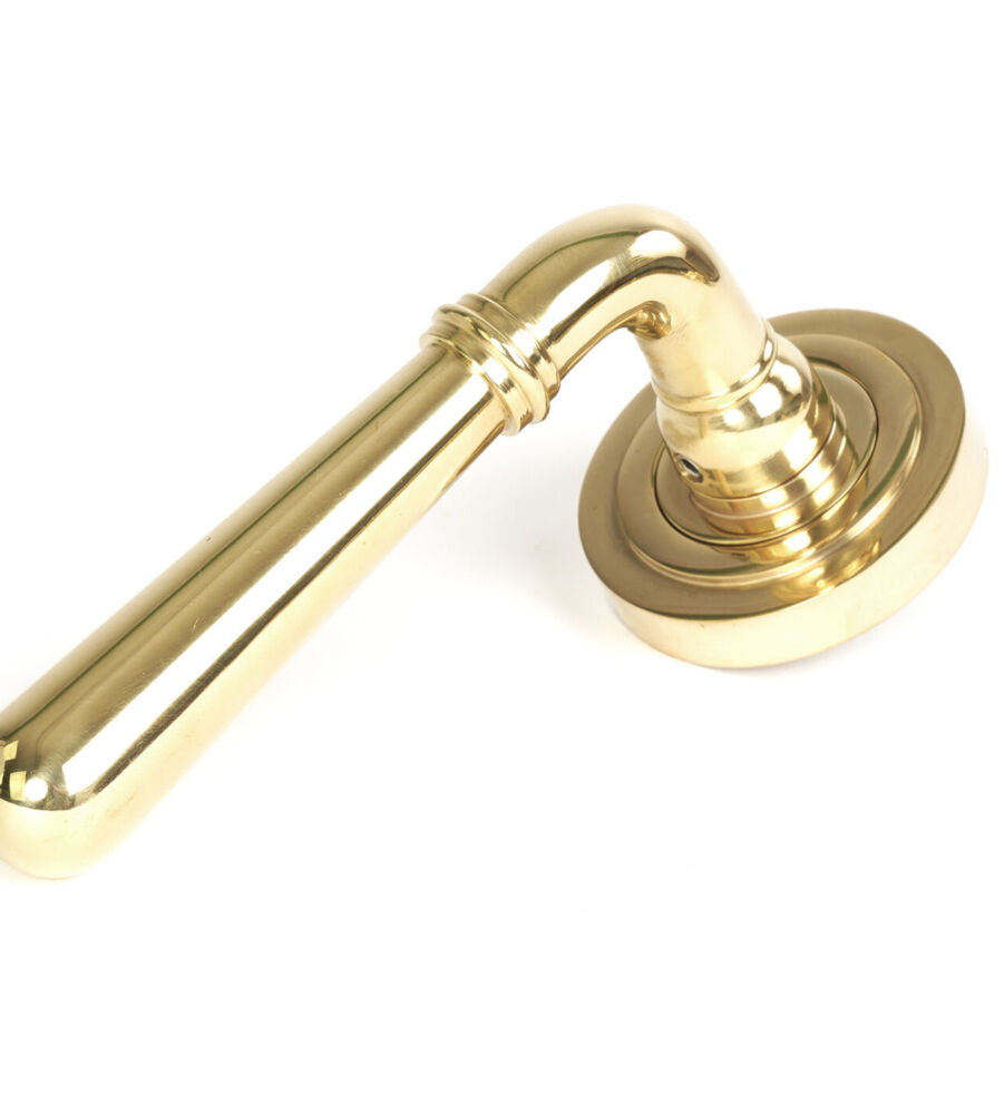 From The Anvil Polished Brass Newbury Lever on Rose Set (Art Deco)