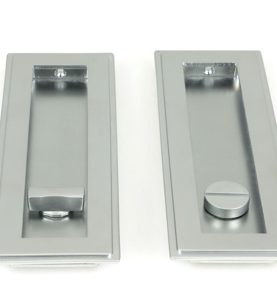 From The Anvil Satin Chrome 175mm Art Deco Rectangular Pull - Privacy Set - Image 3