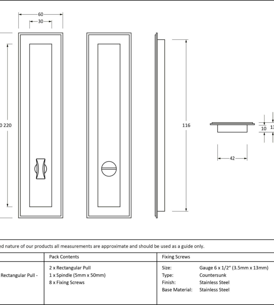 From The Anvil Satin Chrome 250mm Art Deco Rectangular Pull - Privacy Set - Image 2