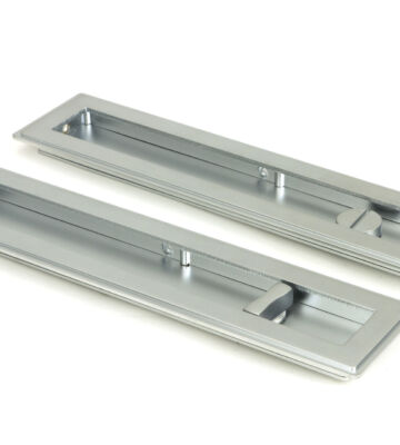 From The Anvil Satin Chrome 250mm Art Deco Rectangular Pull – Privacy Set
