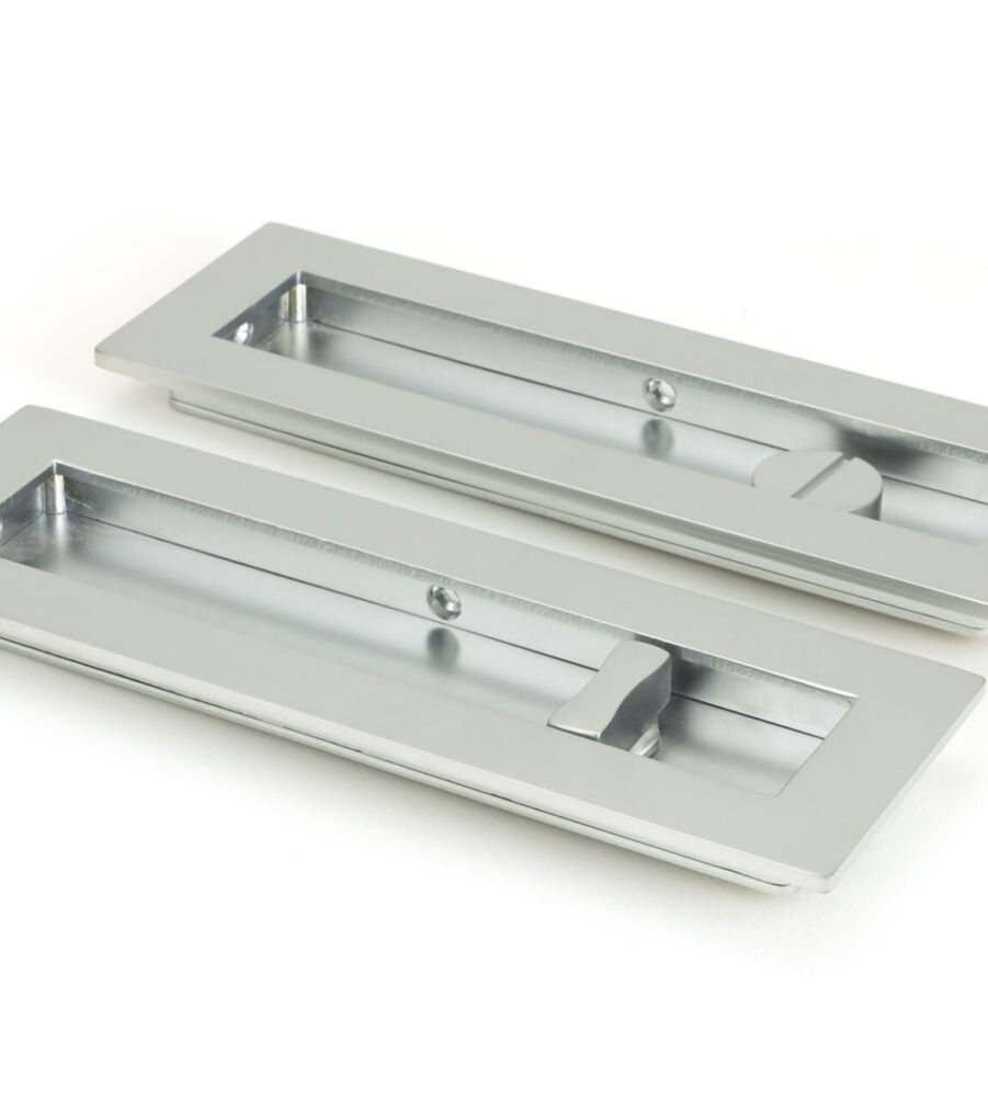 From The Anvil Satin Chrome 175mm Plain Rectangular Pull - Privacy Set