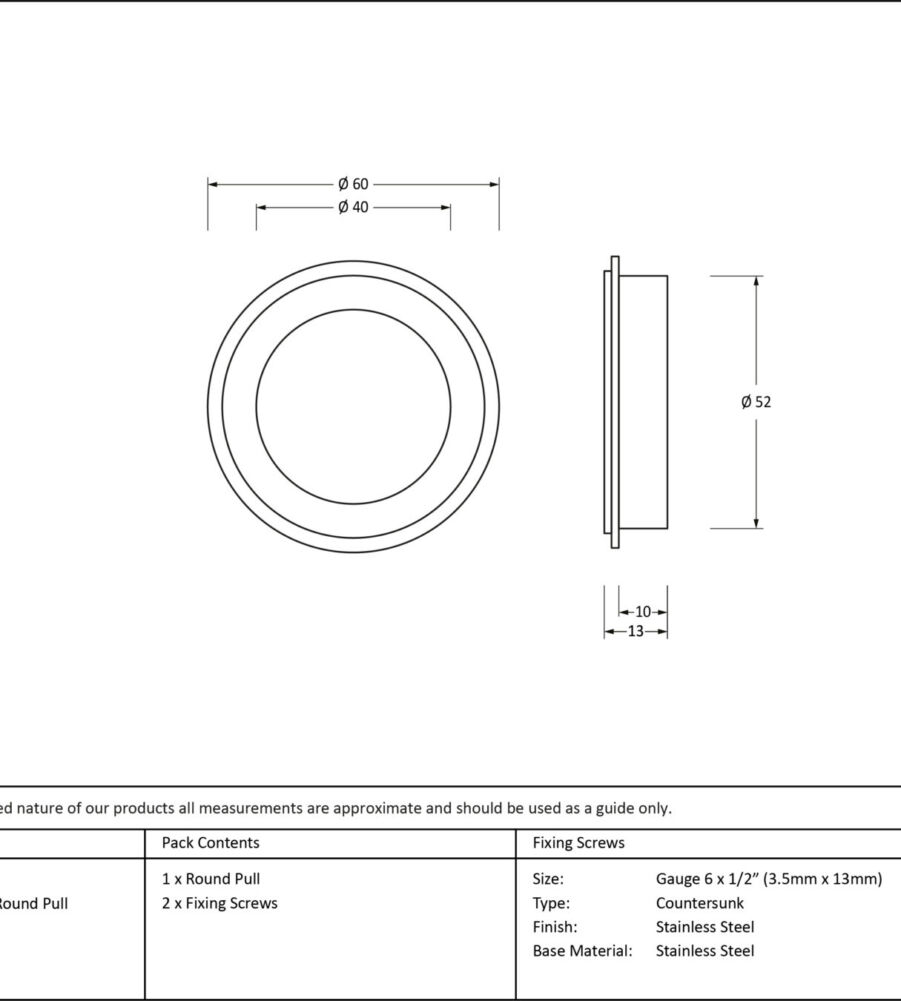 From The Anvil Satin Chrome 60mm Art Deco Round Pull - Image 2
