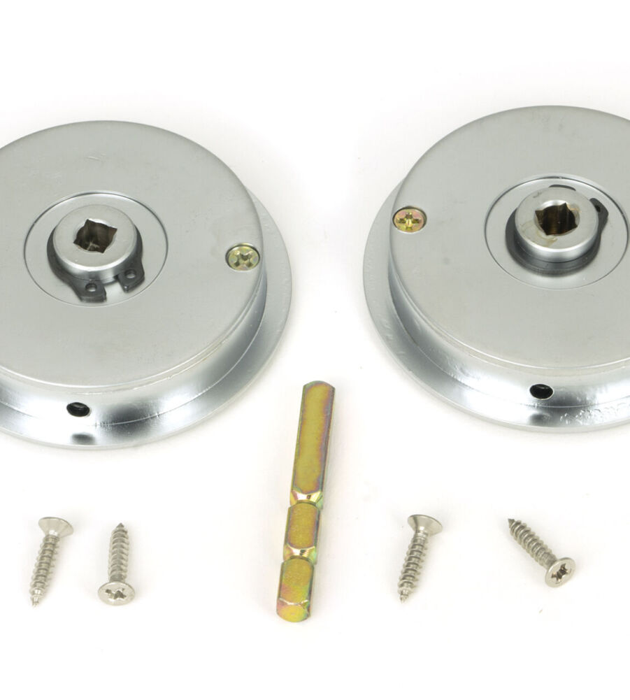 From The Anvil Satin Chrome 60mm Art Deco Round Pull - Privacy Set - Image 5